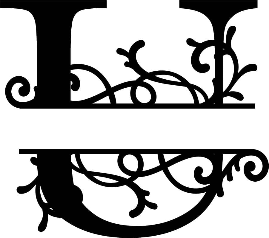 Elegant Split Monogram Letter U Vector for Laser Cutting