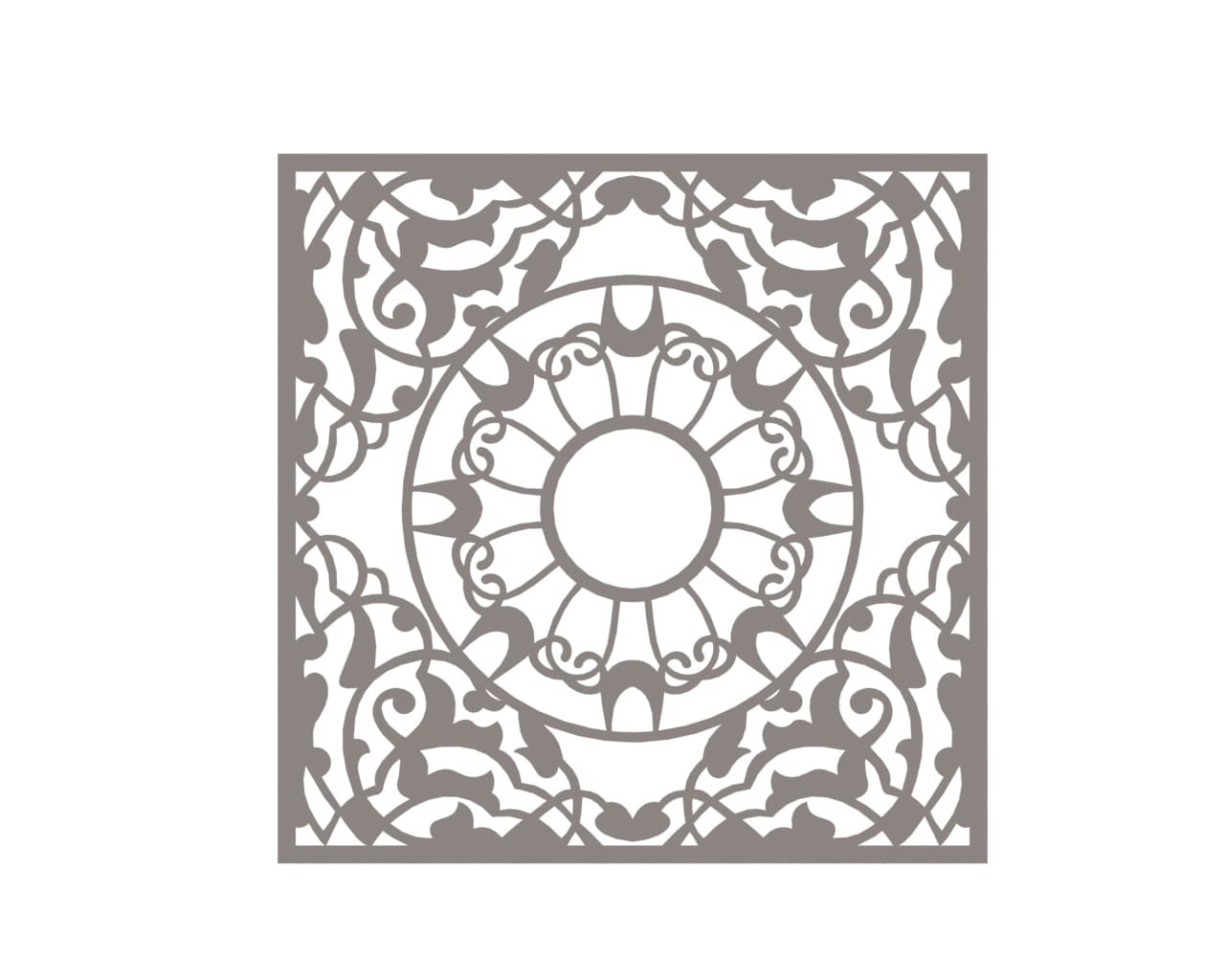 Elegant Square Decorative Mandala Laser Cut Vector File