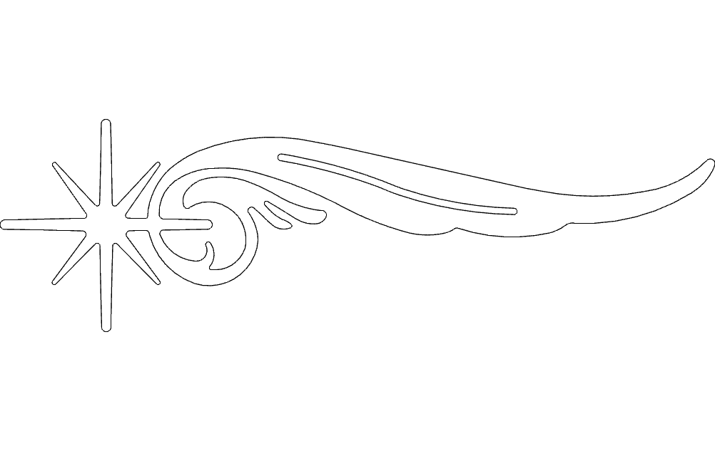 Elegant Star and Swirl Decorative Element Vector DXF File