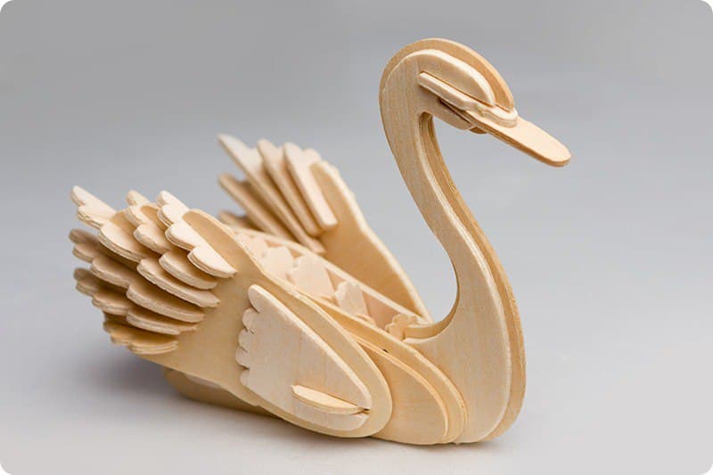 Elegant Swan 3D Puzzle Laser Cut Pattern DXF SVG