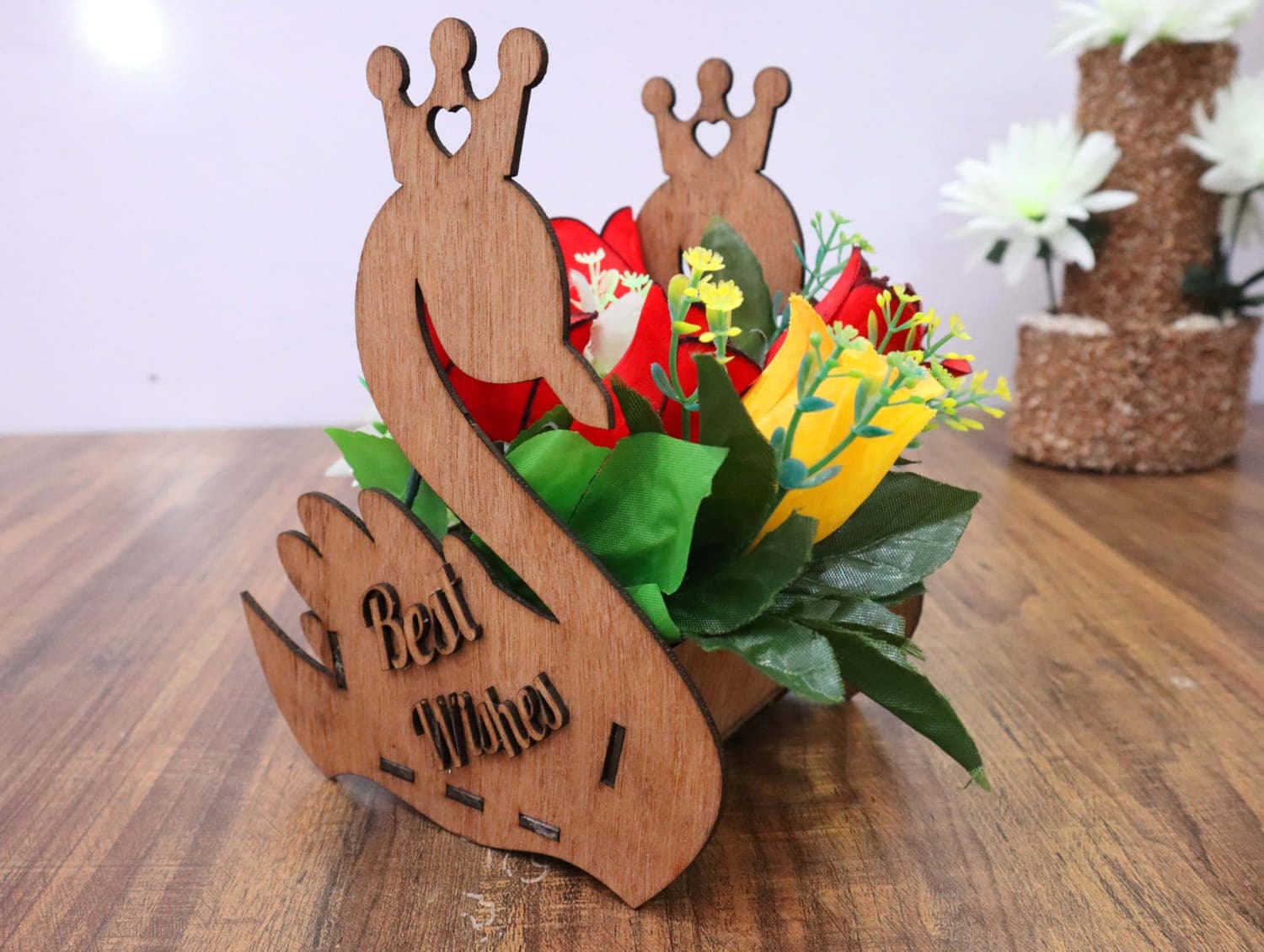 Elegant Swan Flower Basket Laser Cut File (DXF, SVG)