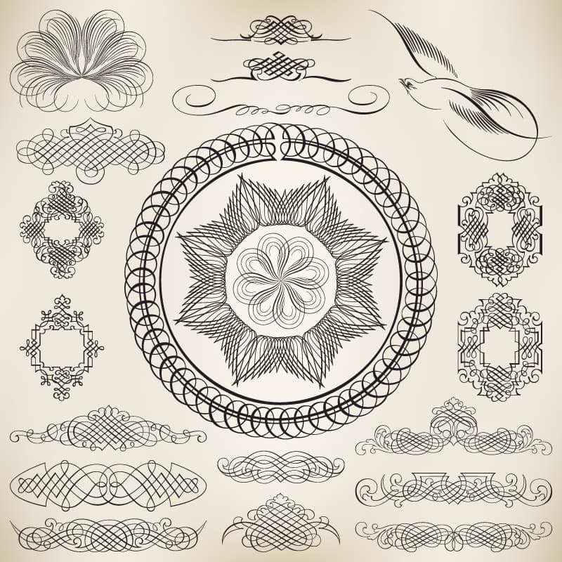 Elegant Victorian Filigree Ornaments Collection Vector File