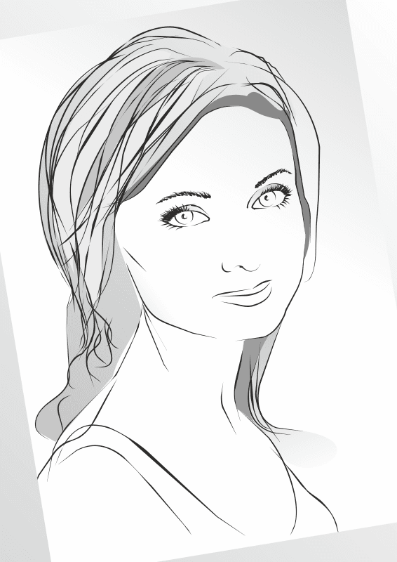 Elegant Woman Portrait Line Art Vector File
