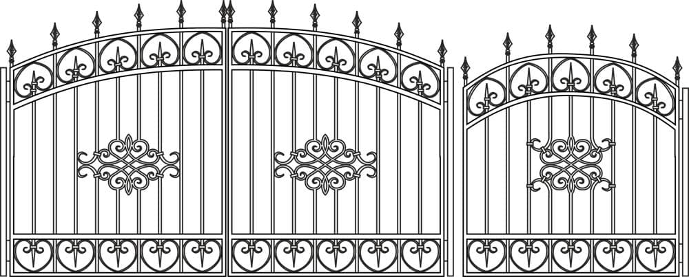 Elegant Wrought Iron Gate Vector Design for CNC