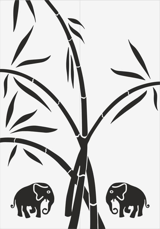 Elephant and Bamboo Jungle Pattern Laser Cut Vector File