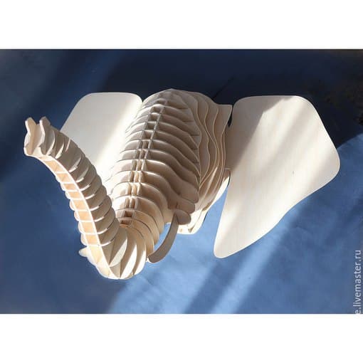 Elephant Head 3D Wall Art Puzzle Laser Cut Vector File