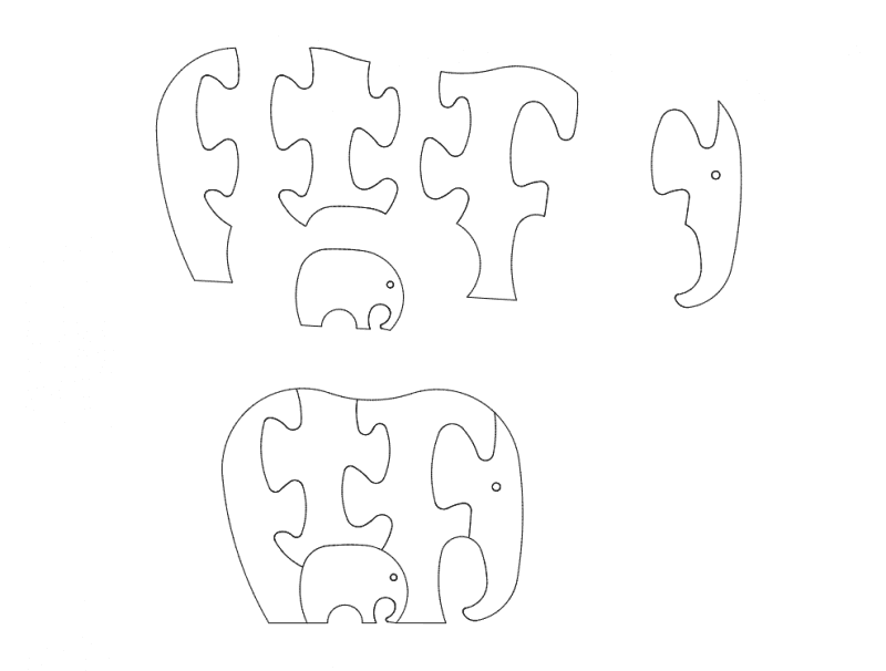 Elephant Jigsaw Puzzle Vector Design - DXF File