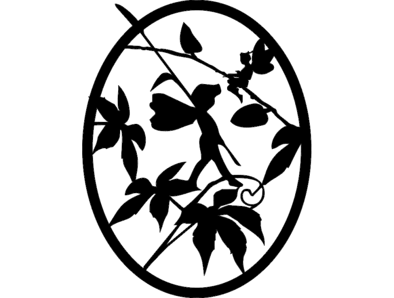 Enchanted Fairy Forest Oval Panel DXF Vector File