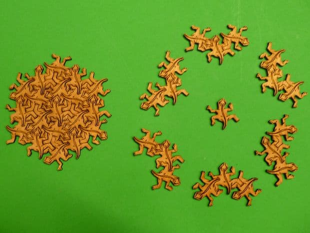 Escher Inspired Gecko Tessellation Puzzle Laser Cut Vector File