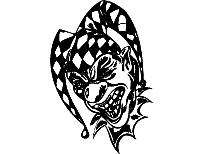 Evil Jester Head Vector Design for Laser Cutting DXF File