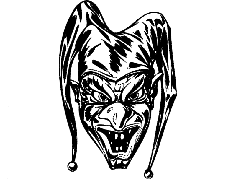 Evil Jester Mask Vector Design DXF File