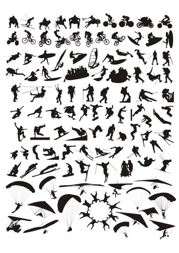 Extreme Sports Silhouettes Collection Vector Files
