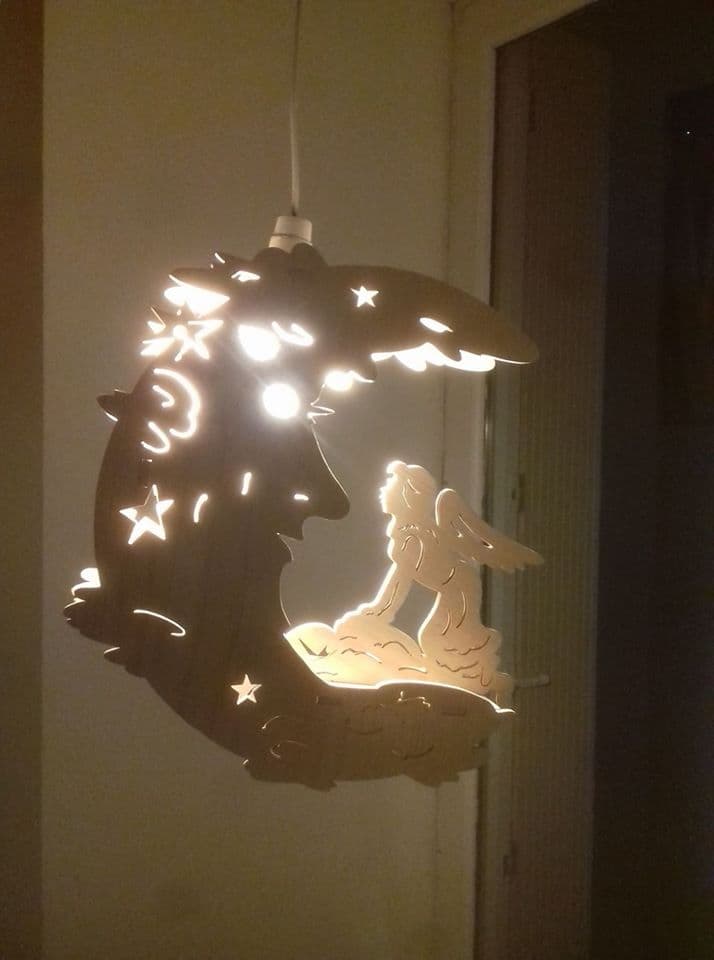 Fairy on Moon Hanging Lamp Laser Cut Vector DXF File