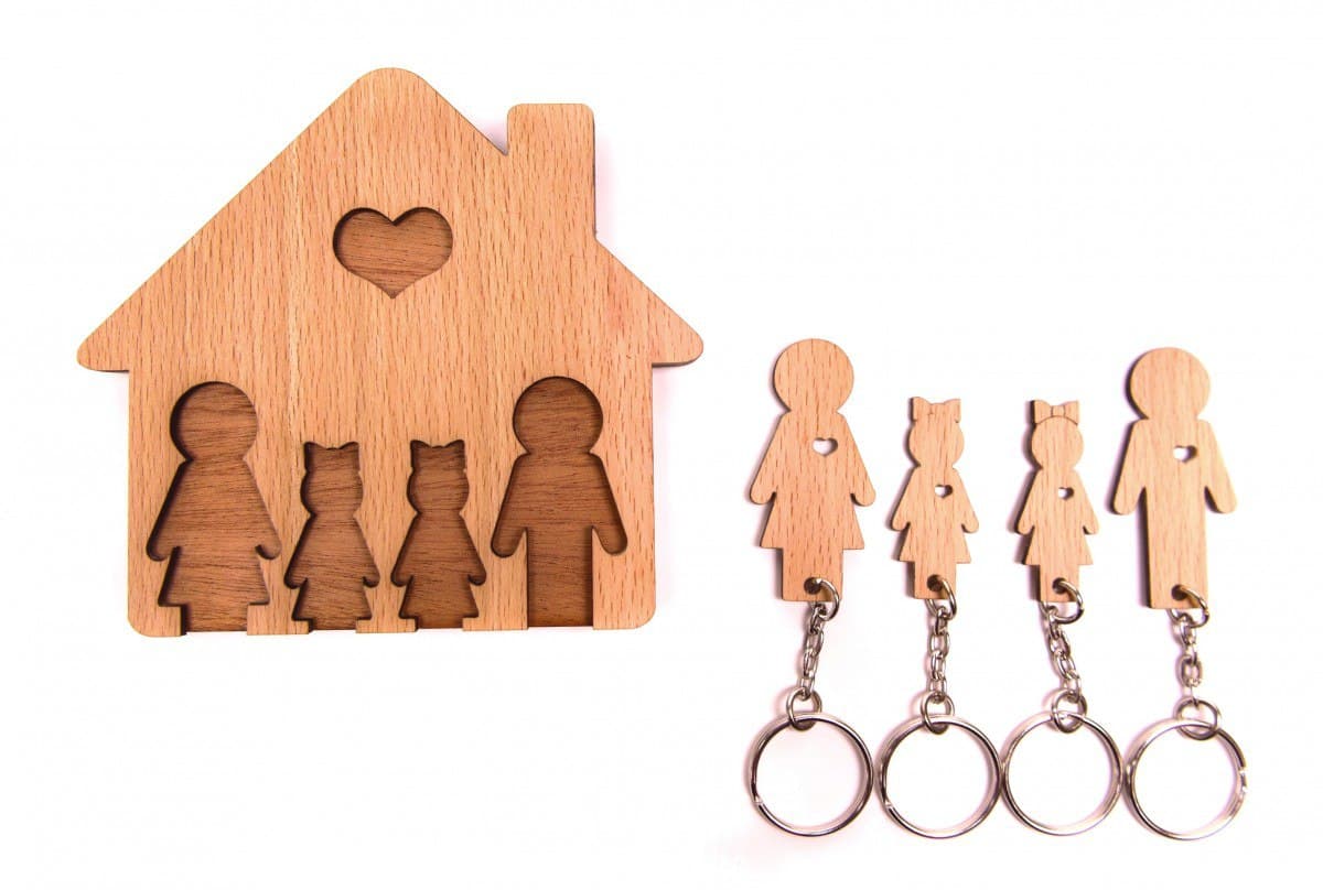 Family House Key Holder Wall Rack Laser Cut Vector File
