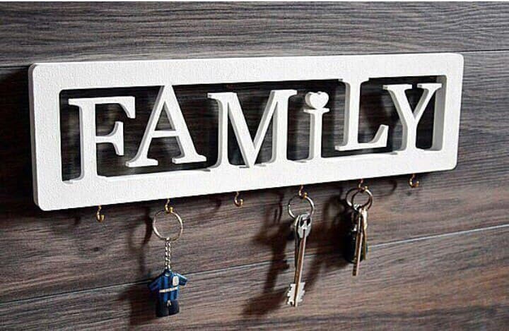 Family Key Holder Wall Sign Laser Cut Vector File