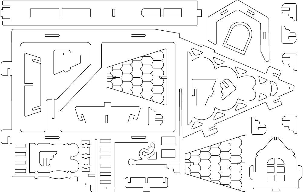 Fantasy Cottage 3D Puzzle Laser Cut Vector File (DXF)