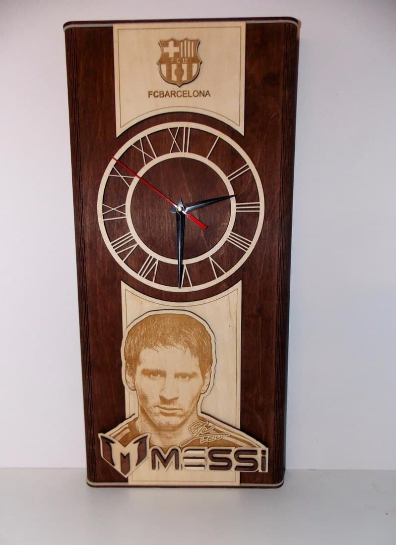 FC Barcelona Lionel Messi Wooden Wall Clock Laser Cut Vector File