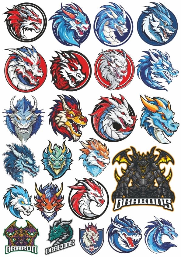 Fierce Dragon Head Vector Collection for Laser Cutting