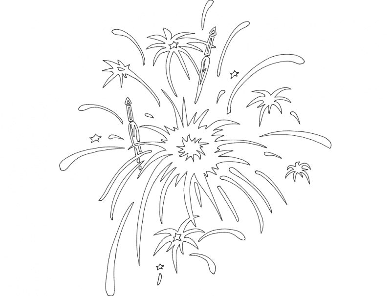 Fireworks Explosion Vector Design for Laser Cutting DXF File