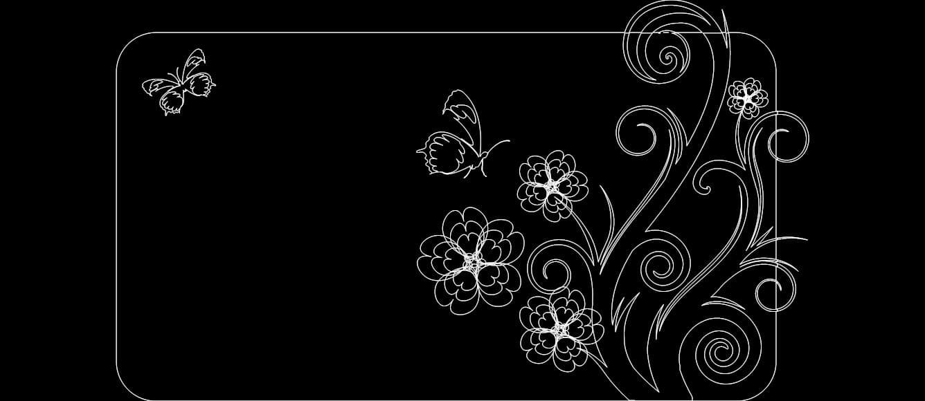Floral Butterfly Frame Vector Design DXF File