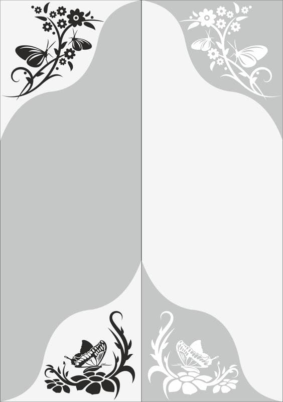Floral Butterfly Glass Etching Pattern Vector File