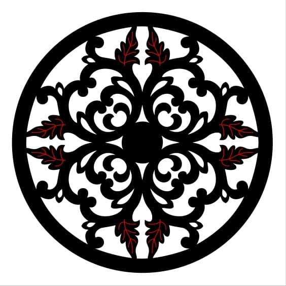 Floral Filigree Circular Panel Vector Design SVG