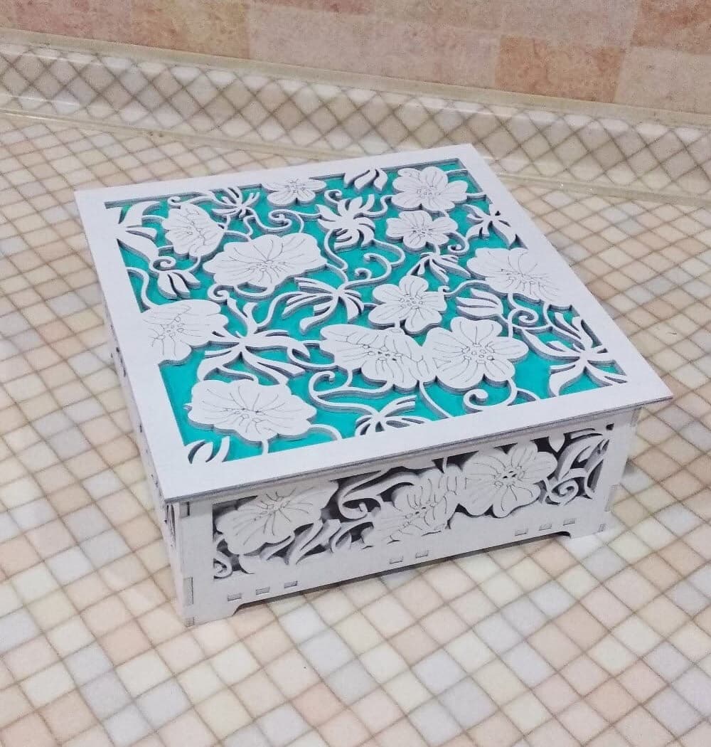 Floral Filigree Decorative Box Laser Cut Vector File