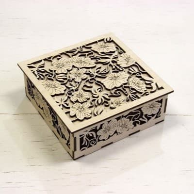 Floral Filigree Jewelry Box Laser Cut Vector File