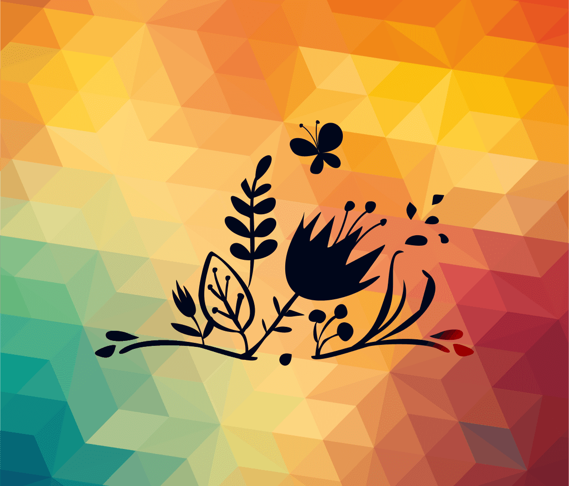 Floral Garden and Butterfly Silhouette Vector DXF File