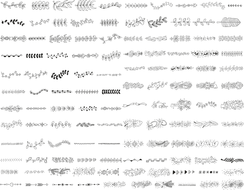 Floral Hand-Drawn Dividers Collection Vector Set (SVG, DXF, CDR)