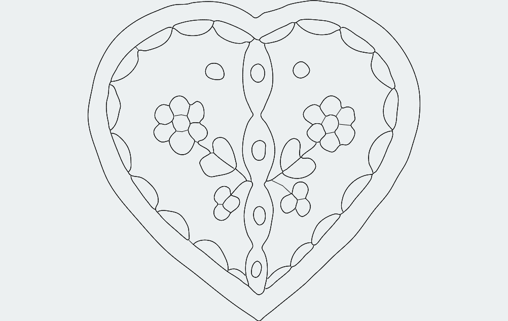 Floral Heart Decorative Vector Design DXF File