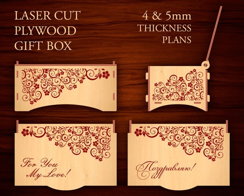 Floral Laser Cut Gift Box Vector Plans (DXF, CDR, SVG)