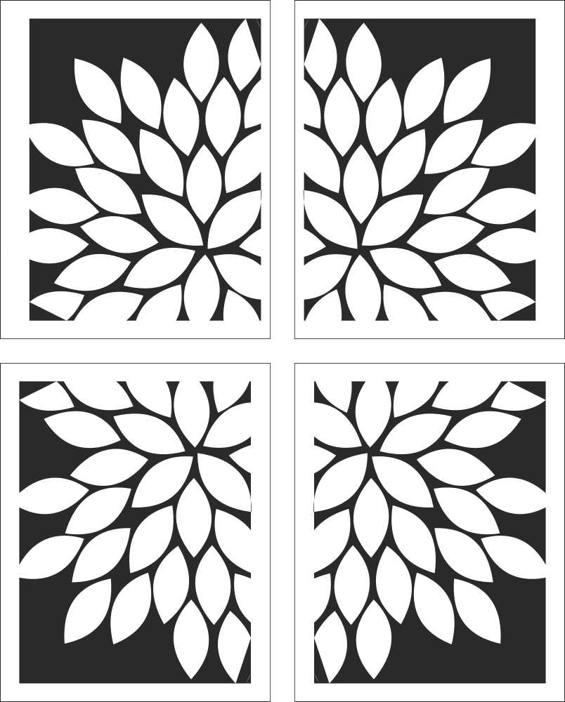 Floral Leaf Decorative Panel Vector - CNC Laser Cut File