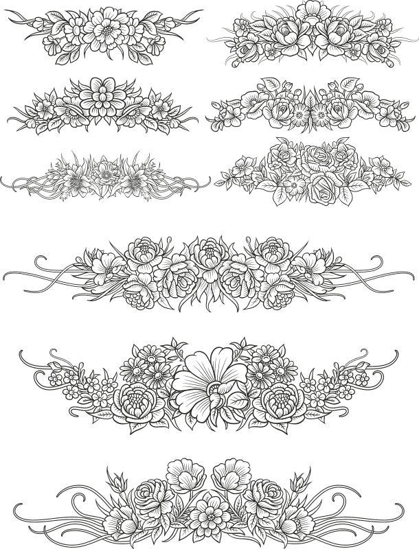 Floral Ornaments Collection: Decorative Flower Dividers Vector Set