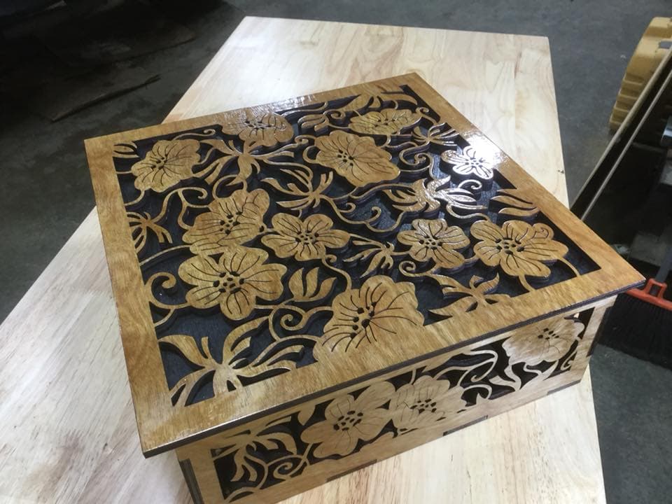 Floral Pattern Decorative Keepsake Box Laser Cut Vector File
