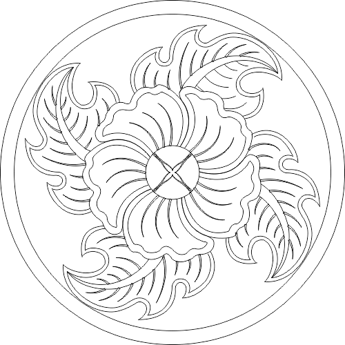 Floral Round Emblem Vector File for Laser Cutting