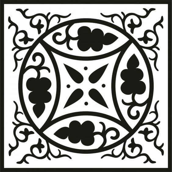 Floral Square Decorative Panel Vector DXF File