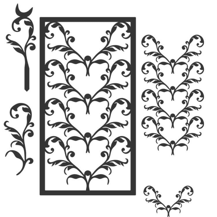 Floral Vine Decorative Panel Vector for Laser Cutting DXF