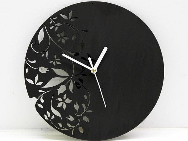 Floral Wall Clock Laser Cut Vector File
