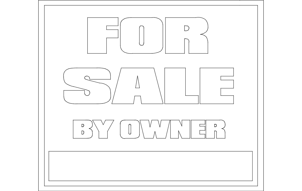 For Sale By Owner Sign Vector File for Laser Cutting