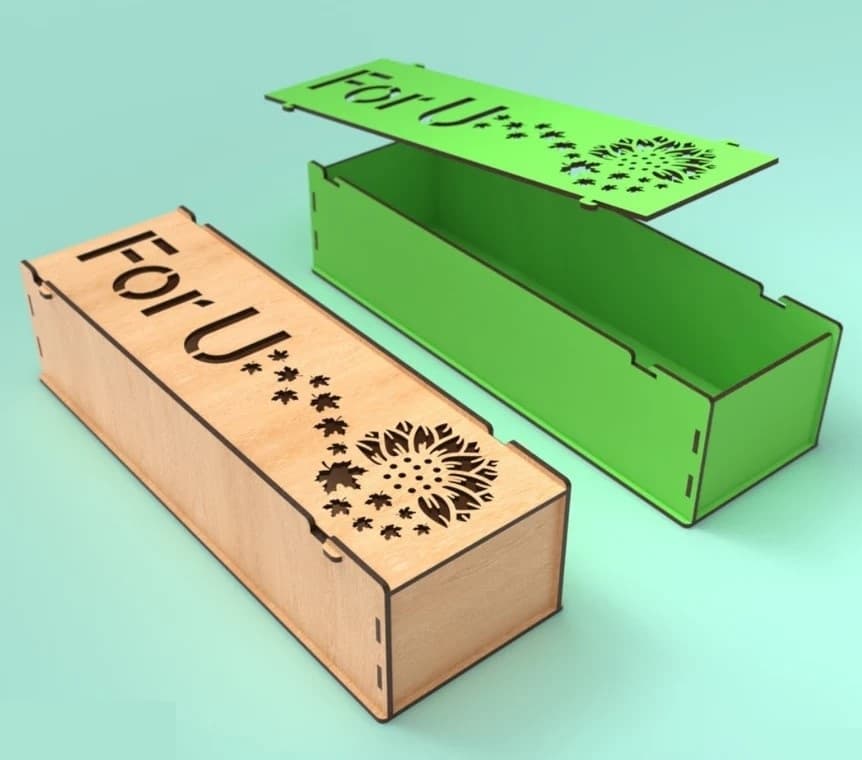 For You Floral Gift Box Laser Cut Vector File