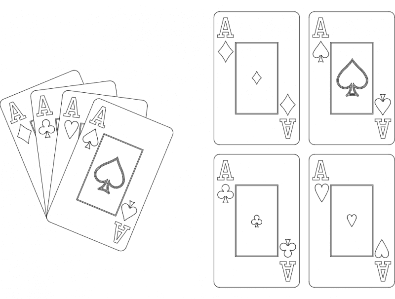 Four Aces Playing Cards Vector Design for Laser Cutting DXF