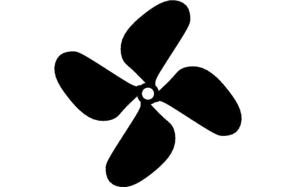 Four-Blade Boat Propeller Vector Design DXF File