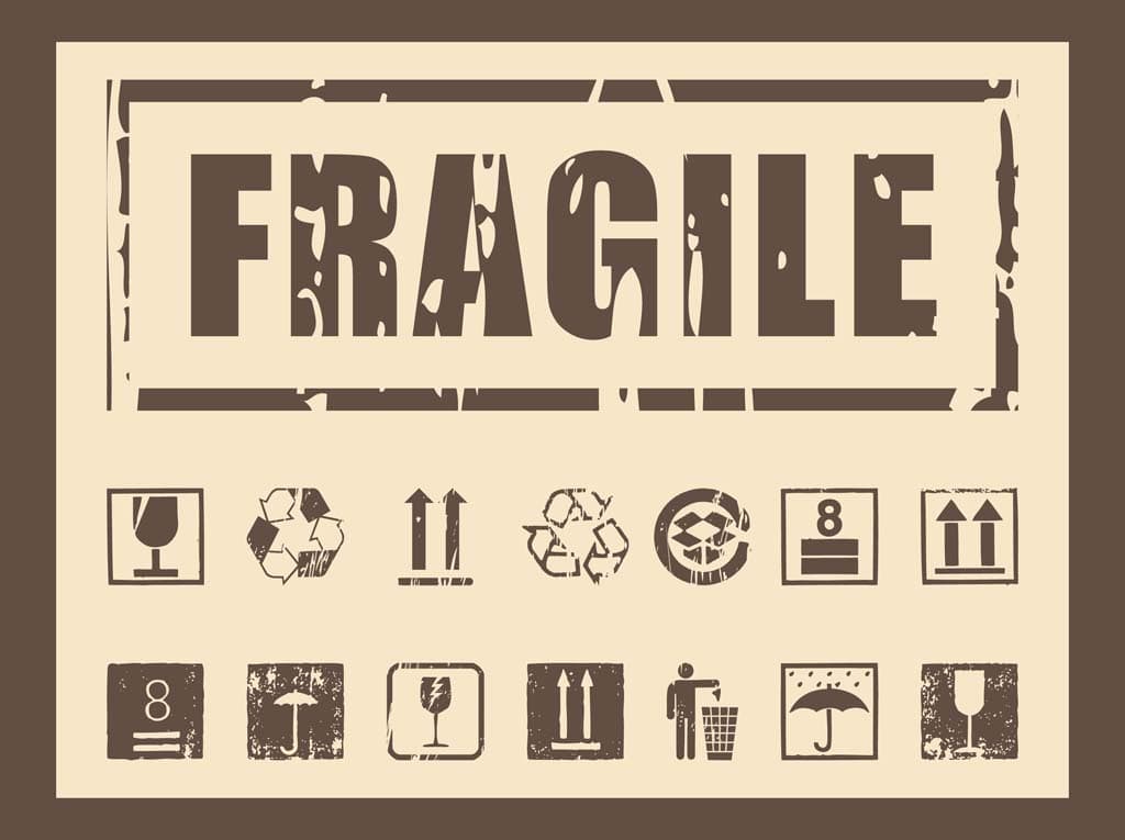 Fragile and Shipping Symbols Vector Set for Laser Cutting