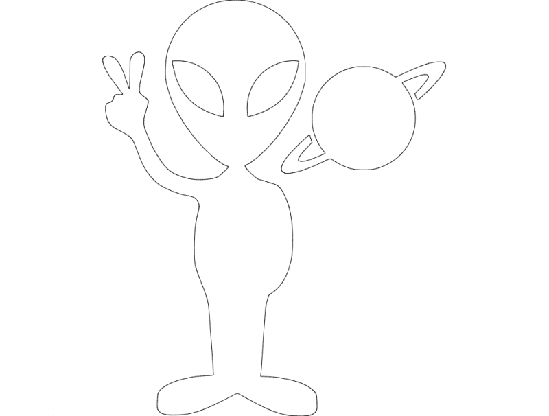 Friendly Alien Giving Peace Sign Vector File for Laser Cutting