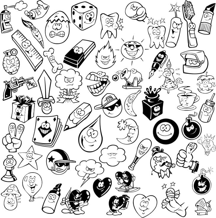 Fun Cartoon Character Doodles Collection Vector