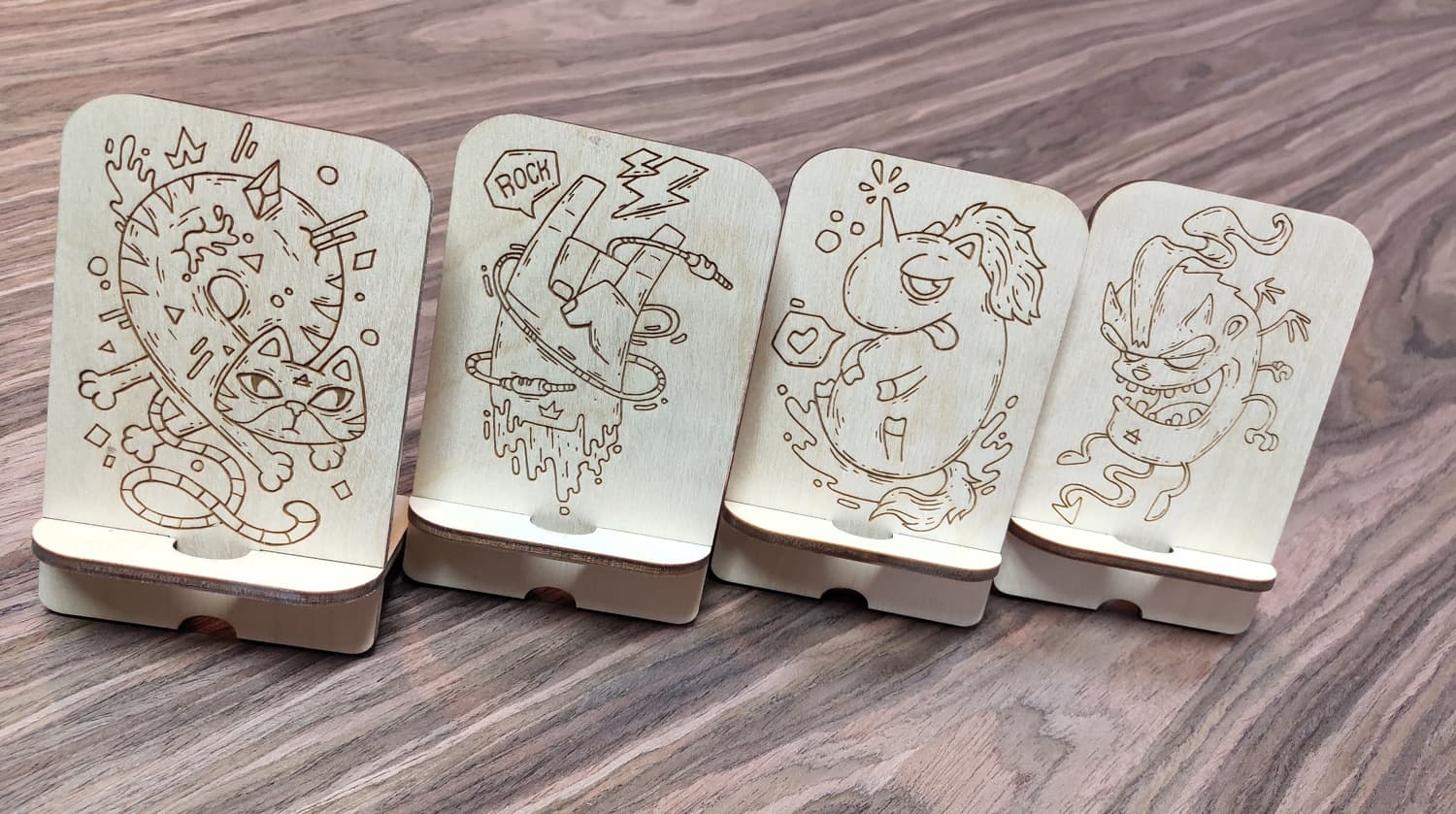 Fun Character Phone Stands Laser Cut Vector Files