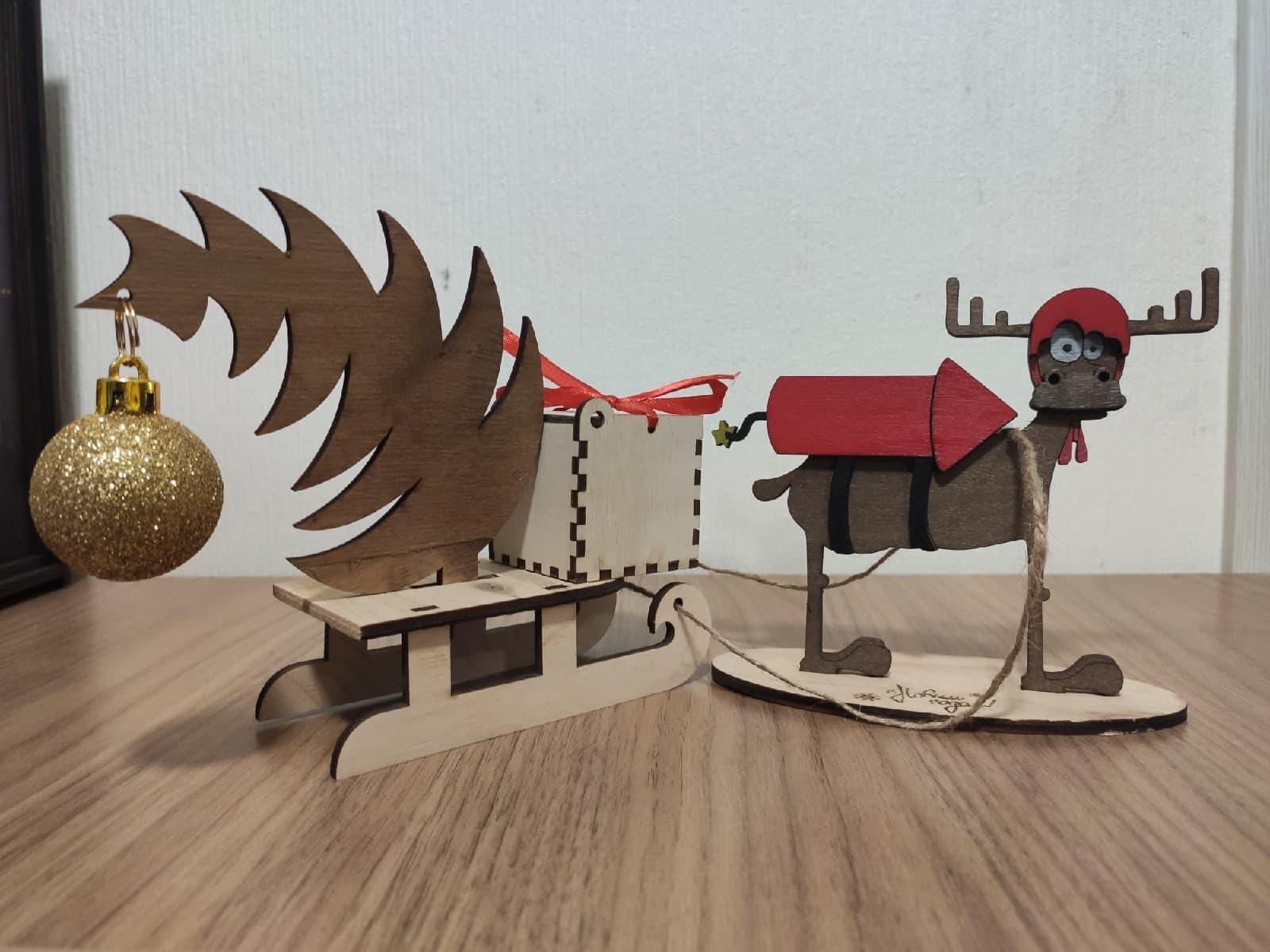 Funny Reindeer Pulling Sleigh Laser Cut Vector File