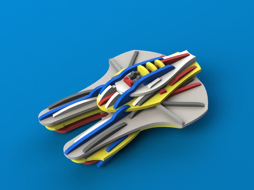 Futuristic Spaceship 3D Puzzle Laser Cut Vector File (DXF)