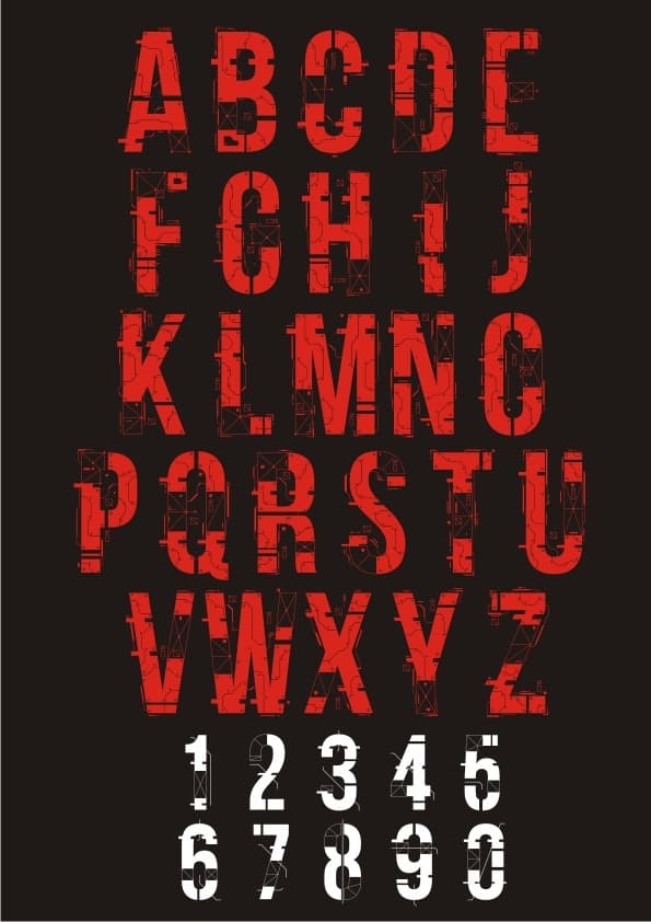 Futuristic Tech Alphabet and Numbers Vector for Laser Cutting